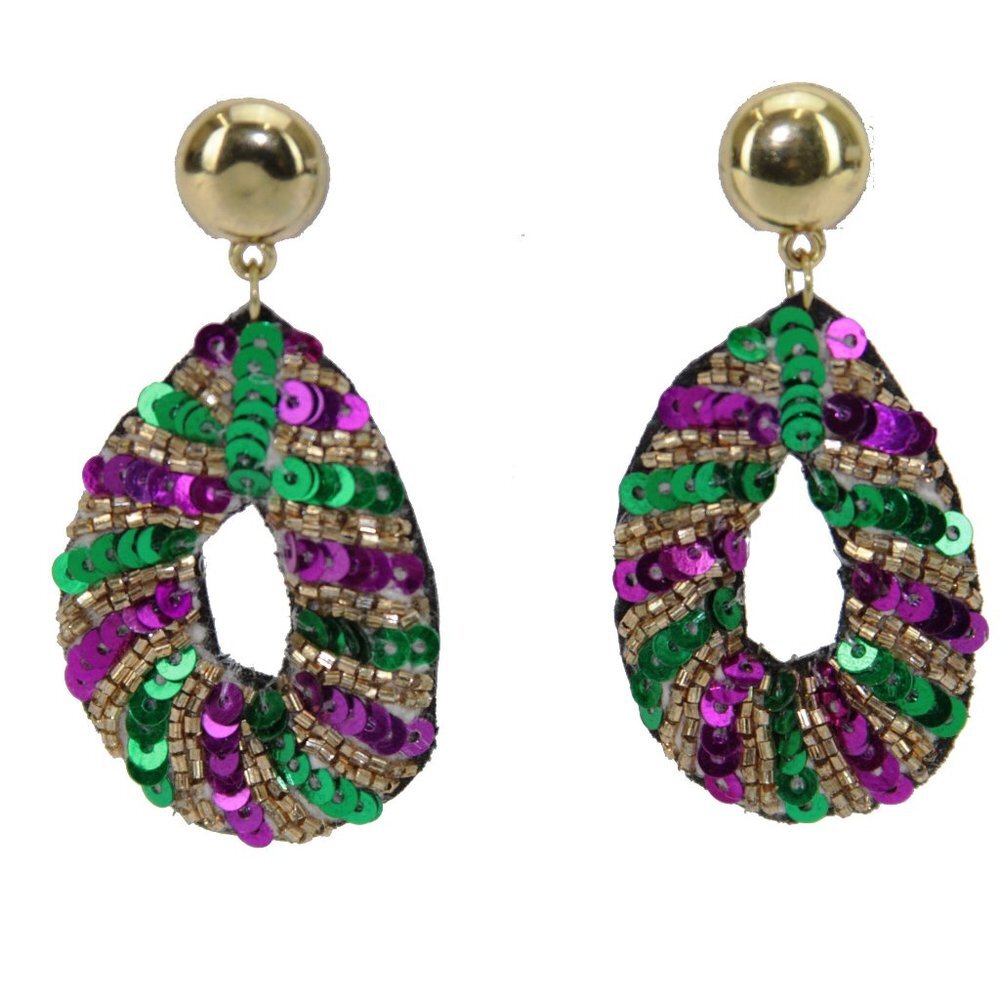 Mardi Gras Earrings~Mardi Gras Sequin Earrings